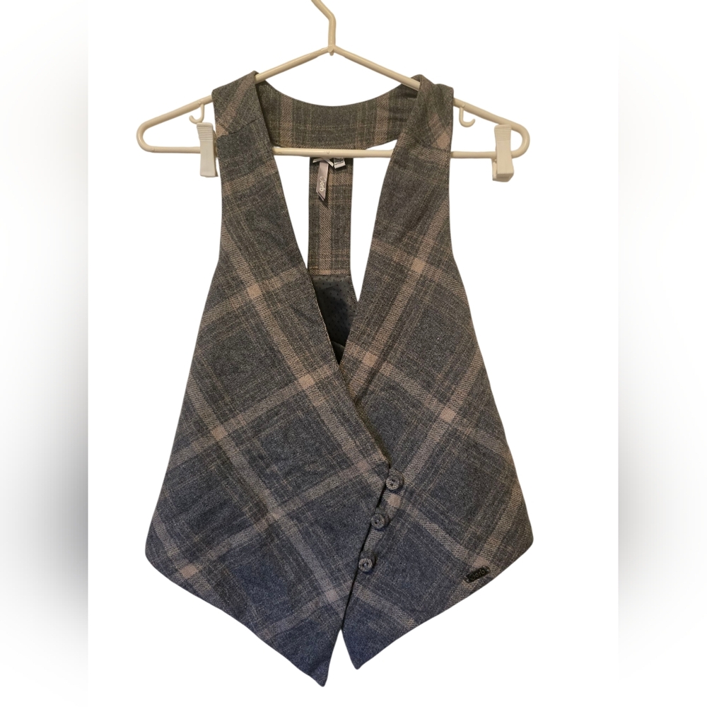 Orb Grey Plaid Wool Vest